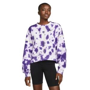 Womens Nike Oversized Fleece Tie-Dye Crew Sweatshirt